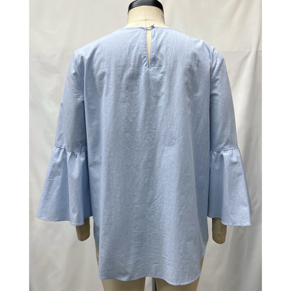 Sky Blue 3/4 Sleeve Faux Pearl Blouse - Picture 4 of 15